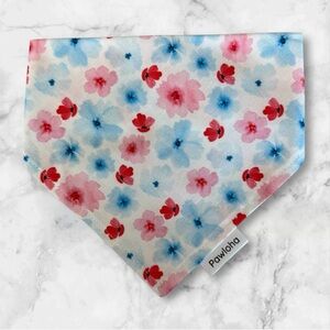 DOG Bandana - Patriotic Floral - 4th of July - Size L Large